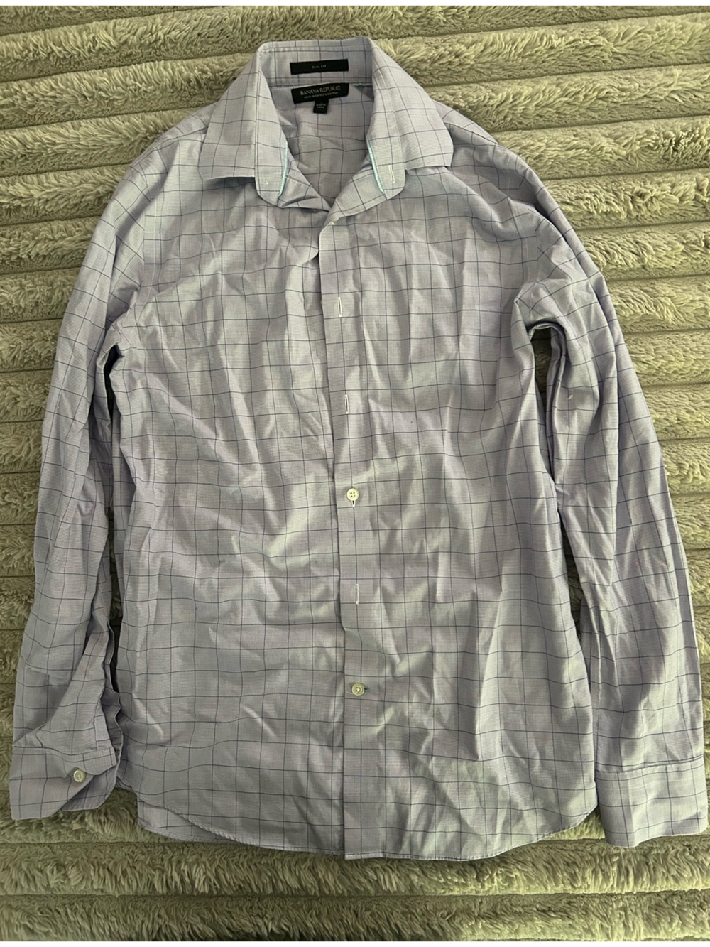 Banana Republic Mens Light Purple Windowpane Button-Down Shirt
